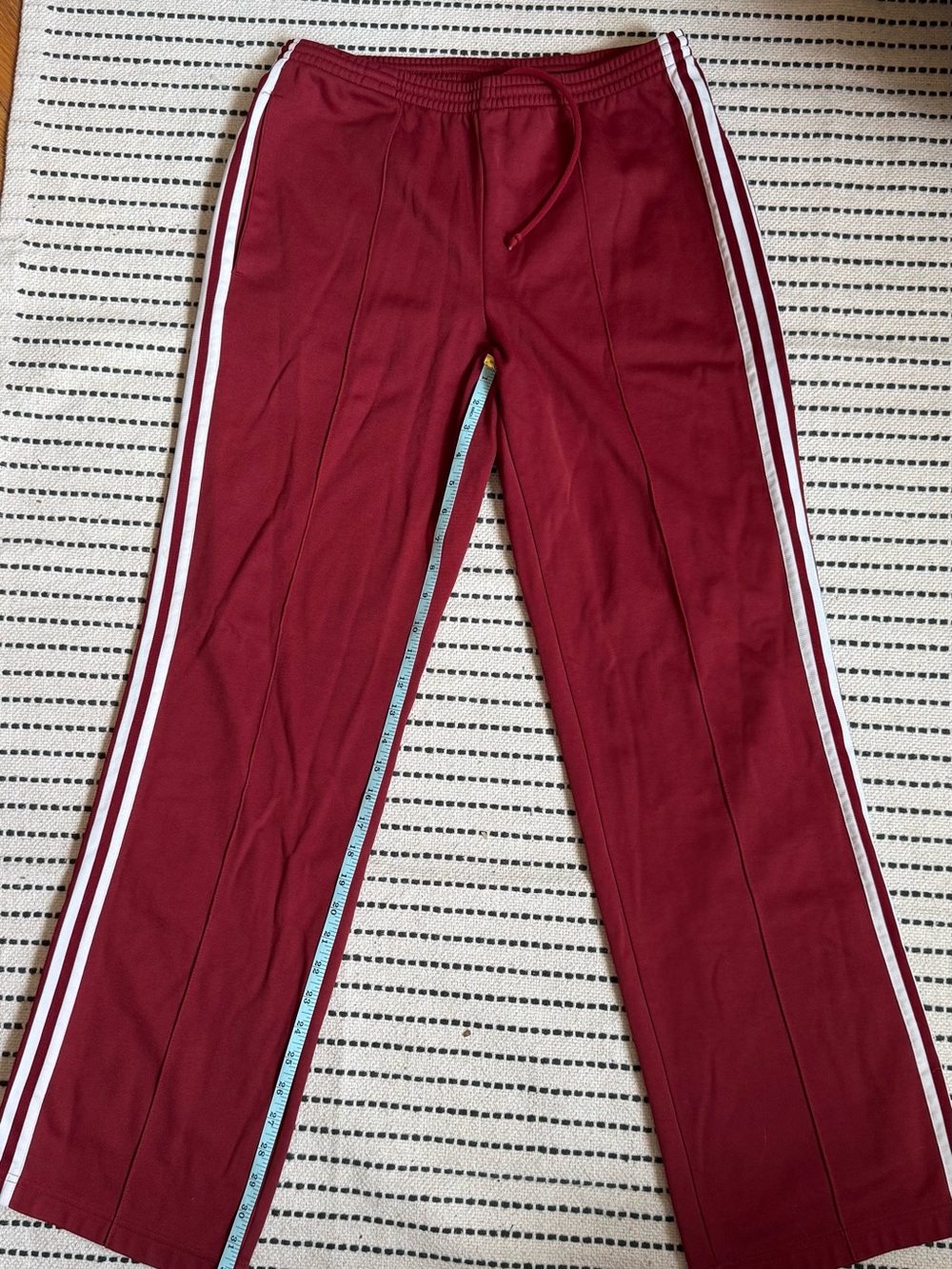 adidas Maroon Track Pants with White Side Stripes